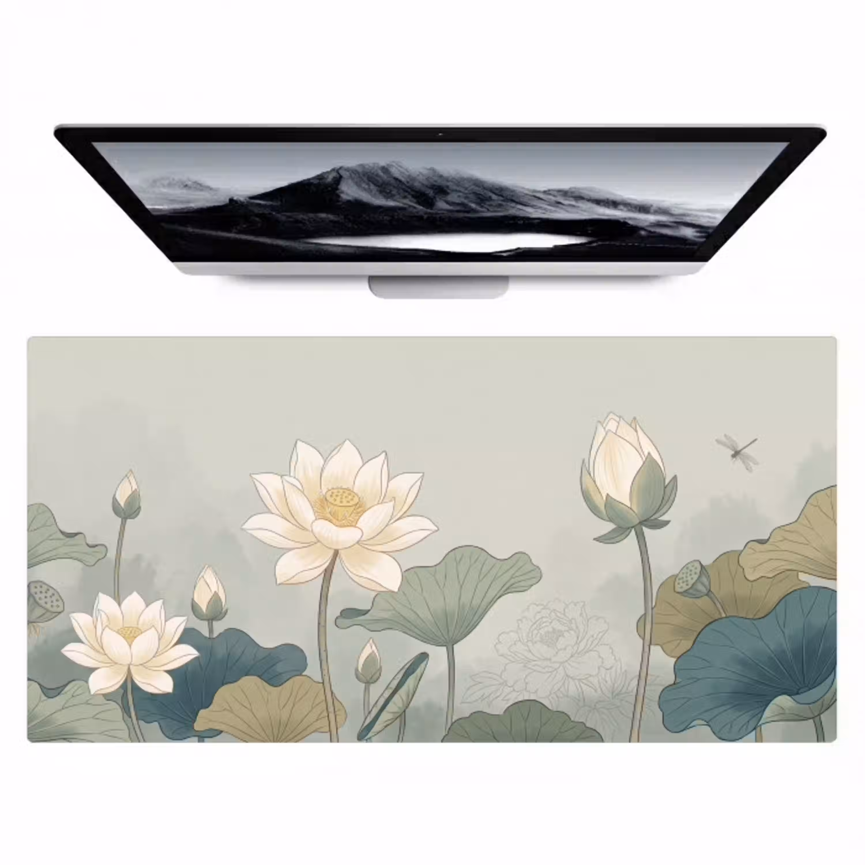Lotus - Bloemen - Groen Muismat XXL klein -zzz3d