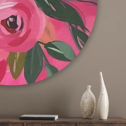 Bloemen - Verf - Roze Akoestische PET Vilt - Rond klein -sfeer5_closeup