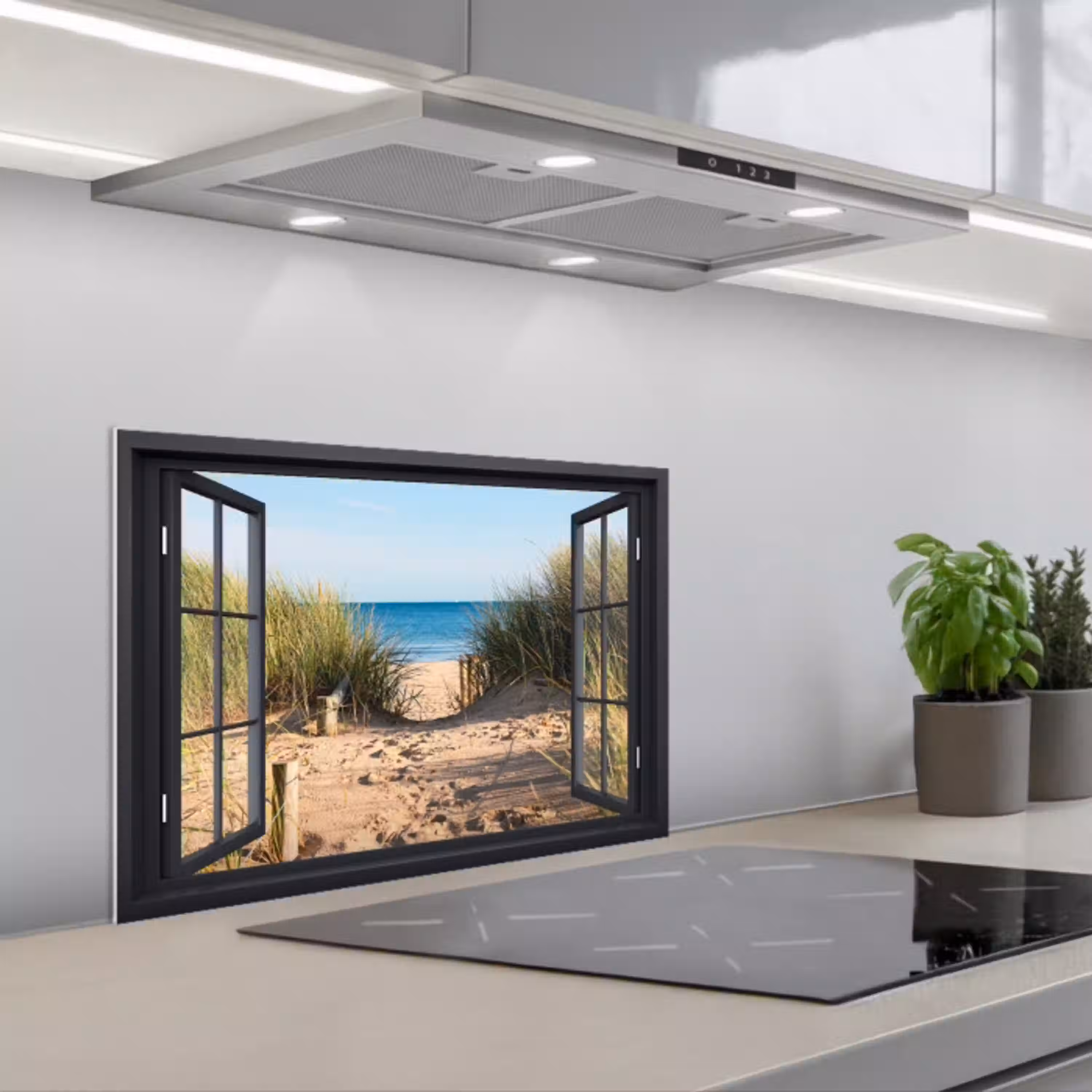 Toegang tot het Strand keuken achterwand spatscherm klein -3d_schuin