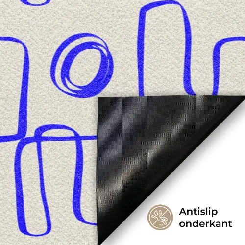 Blauw - Patroon - Beige - Abstract Deurmat klein 898 -antislip_NL