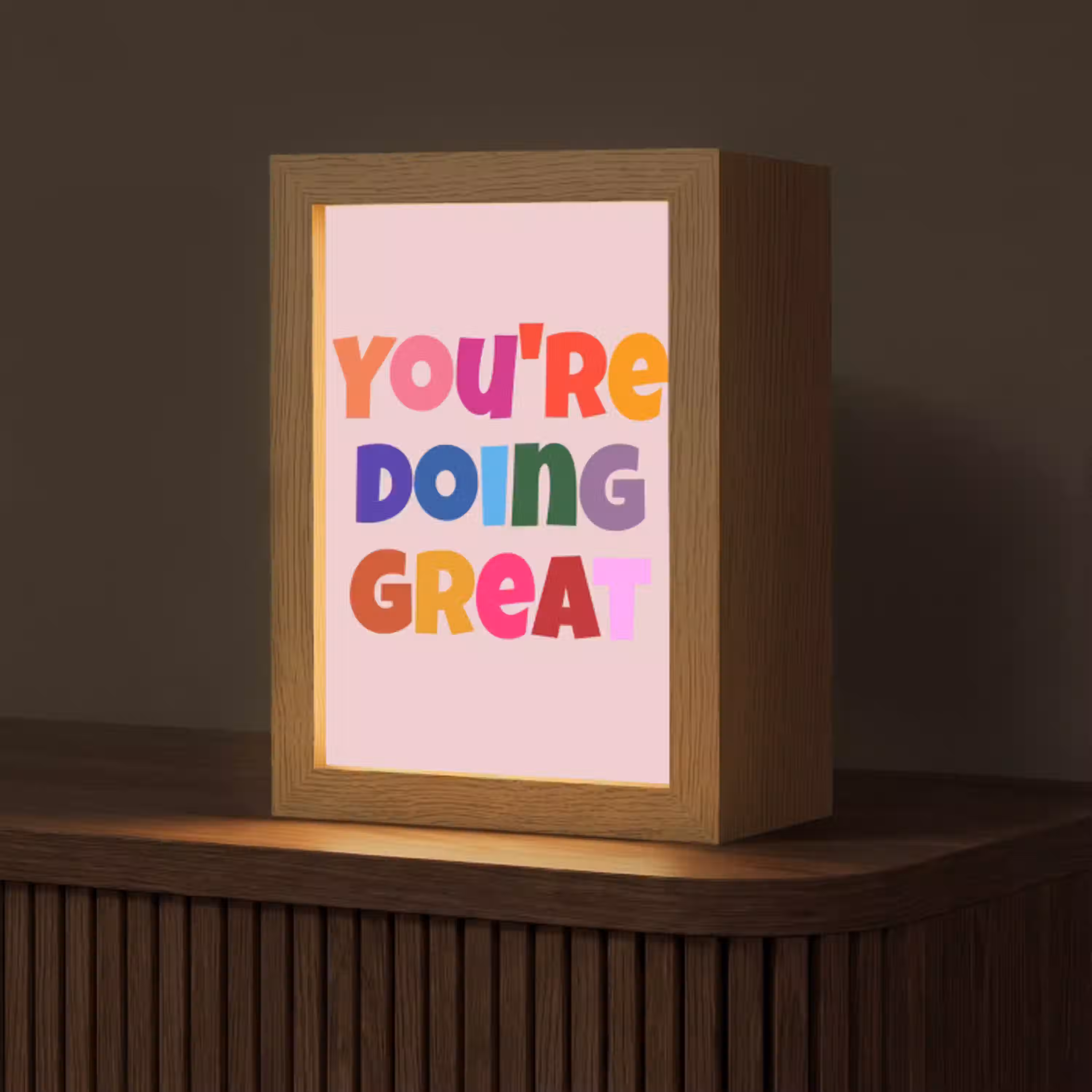 You're doing great - Roze - Kleurrijk Light Box met kabel (Tafellamp) klein -z3d_website