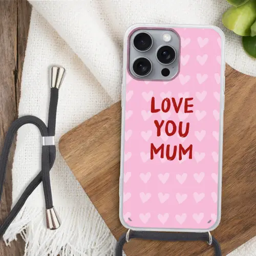 Love - Quote - Moeder - Rood Hoesje iPhone 16 Pro Max met koord klein -sfeer4