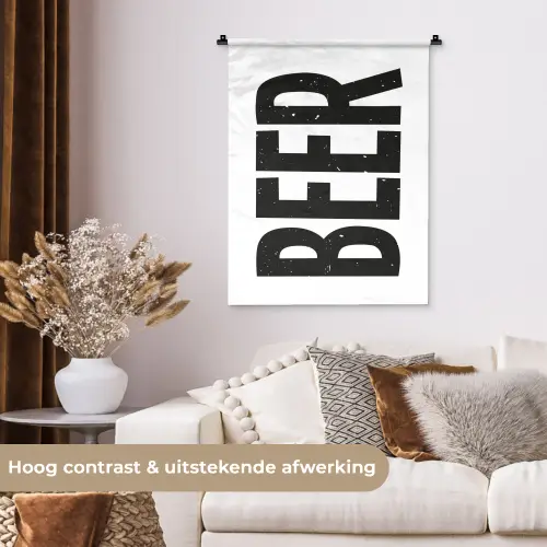 Bier - Japandi - Decoratie - Zwart Wandkleed katoen klein -sfeer1