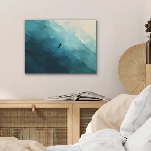 Zee - Silhouet - Abstract - Blauw PET vilt klein -sfeer3
