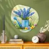 Gieter - Lavendel - Bloesems Wandcirkel Organisch Aluminium middel -sfeer2