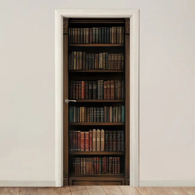 Türtapete - Bücherregal - Vintage - Braun