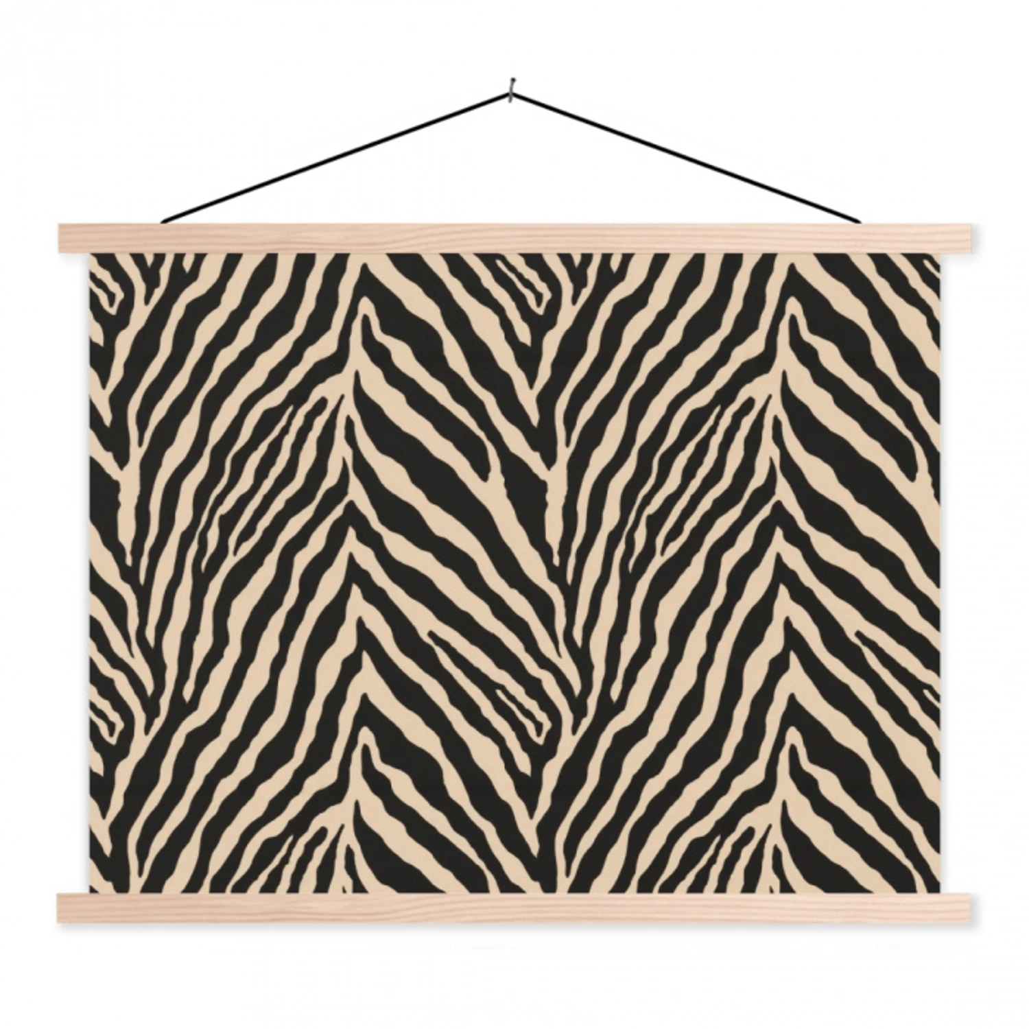 Zebra - Klassiek - Zwart textielposter latten blank klein 122 -3d