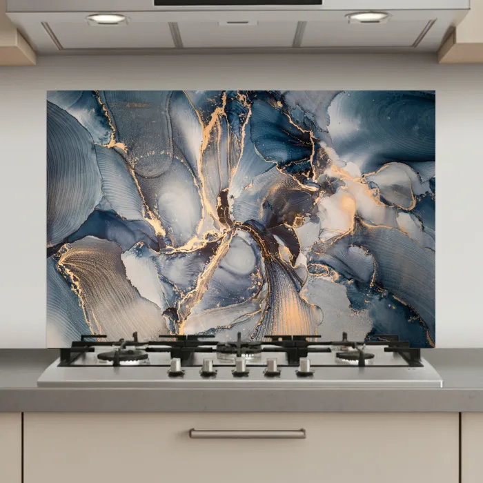 Marmer - Grijs - Blauw - Luxe - Goud keuken achterwand spatscherm klein -3d_website