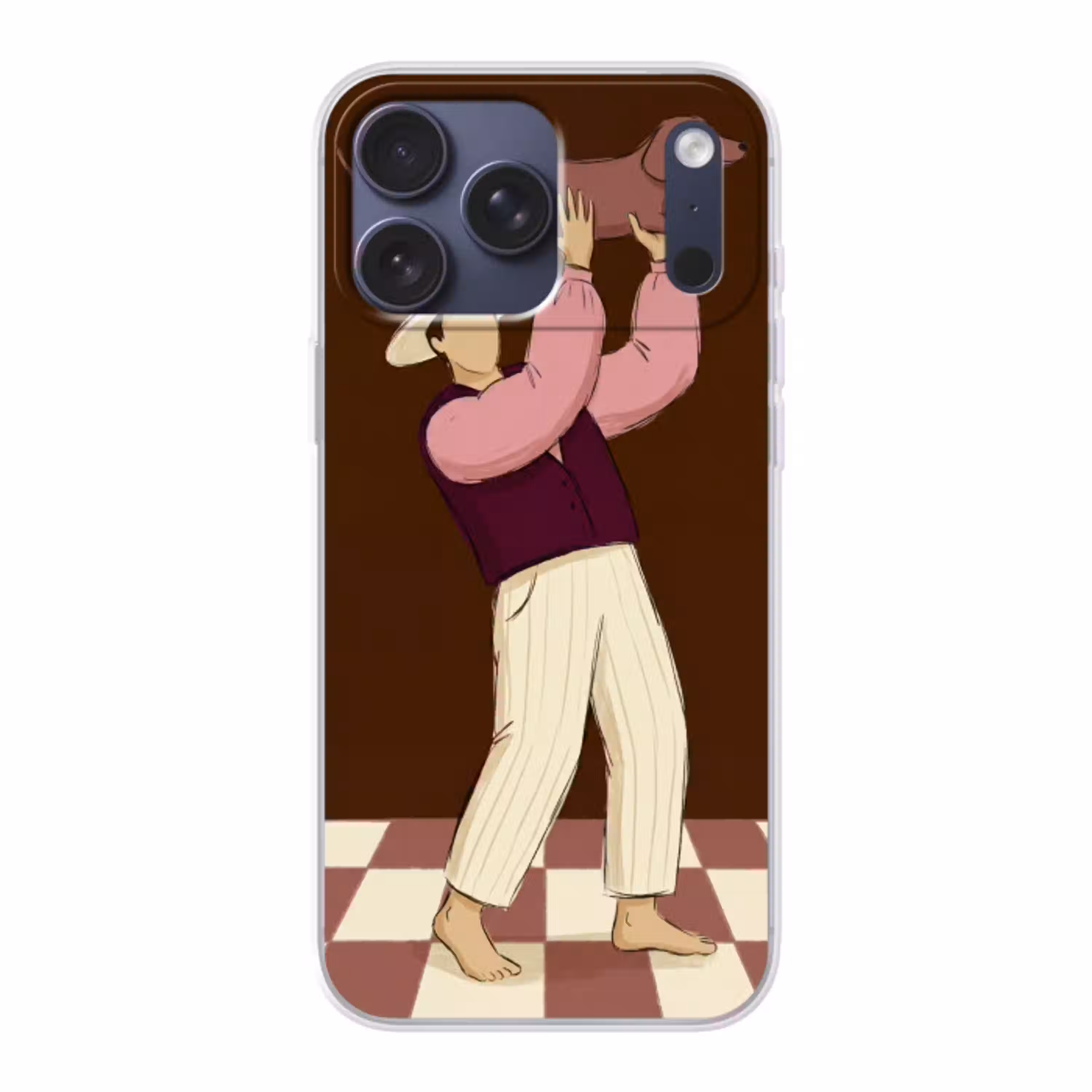 Mens - Hond - Dieren - Abstract - Roze Telefoonhoesje iPhone 17 Pro Max klein -3d