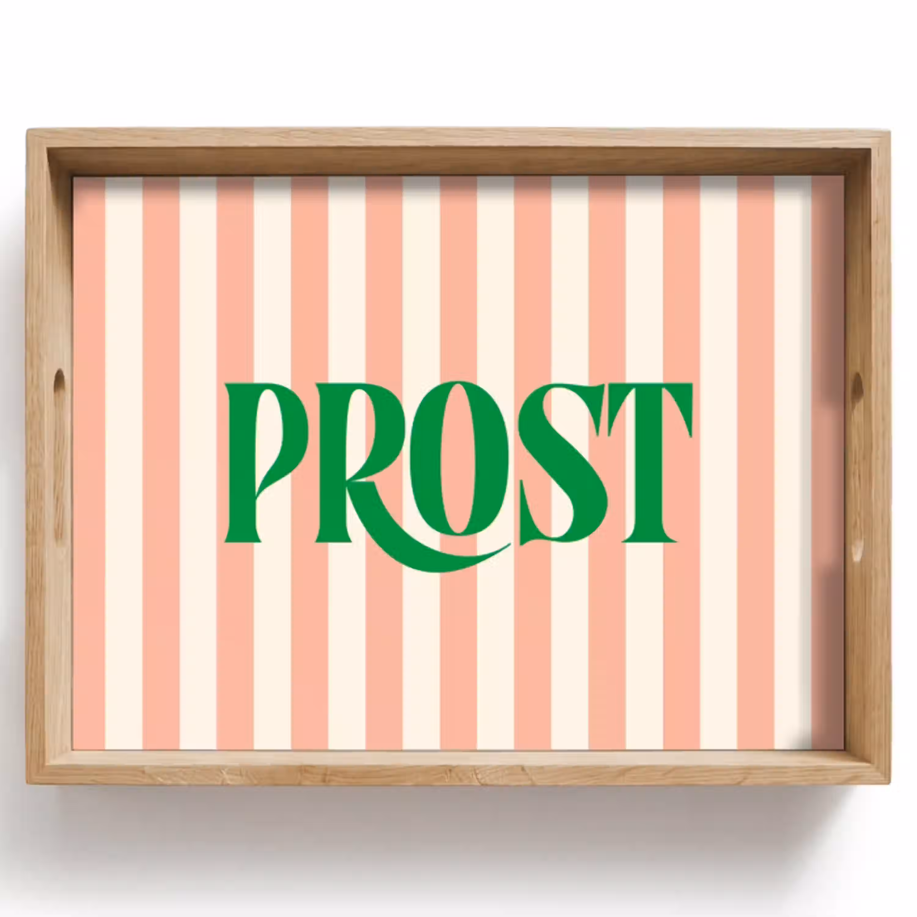 Zachtroze - Groen - Strepen - Prost Dienblad Rechthoek middel -z3d_shopping