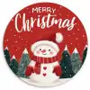 Kerstgroet - Sneeuw - Rood Wandcirkel kunststof plaat 5mm dik klein -3d