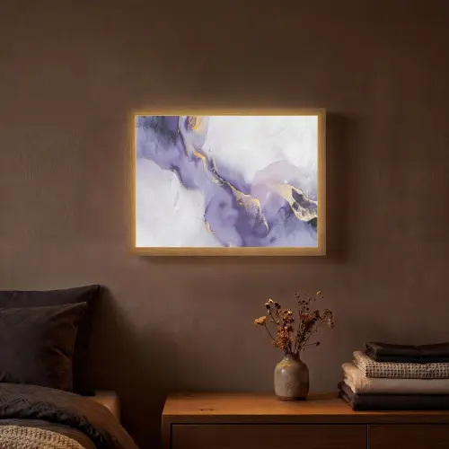 Paars - Modern - Marmer - Abstract Light Box met batterij (Wandlamp) middel -sfeer4