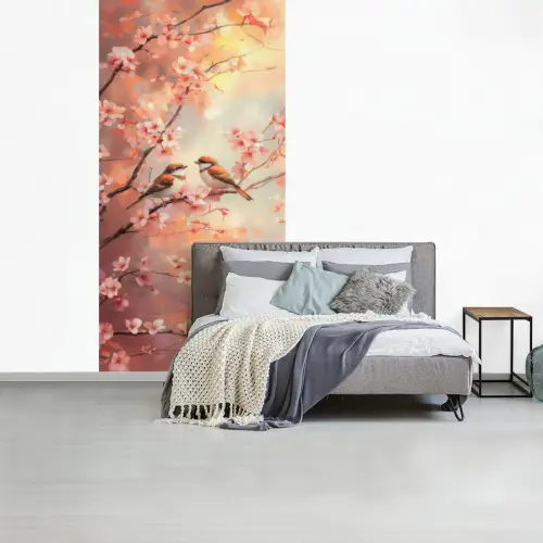 Vogels - Romantic - Bloesemtak fotobehang vinyl groot -slaapkamer