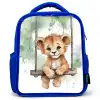 Leeuw - Dier - Kinderen - Jungle Kinderrugzak - Blauw middel -3d