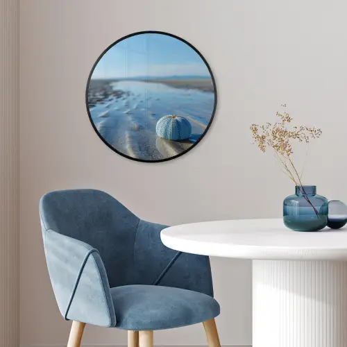 Strand - Schild - Water - Blauw Fotolijst rond zonder passe partout klein -sfeer2