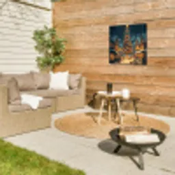 Kerstfeest - Dorp - Donker Tuinposter op houten frame 2 cm dik middel -sfeer2
