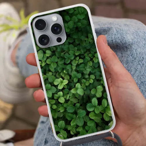 Groen - Bladeren - Kartel - Zonlicht Hoesje iPhone 16 Pro Max met koord klein -sfeer3
