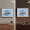 Glitters - Hamburger - Blauw Light Box met batterij (Wandlamp) middel -sfeer3