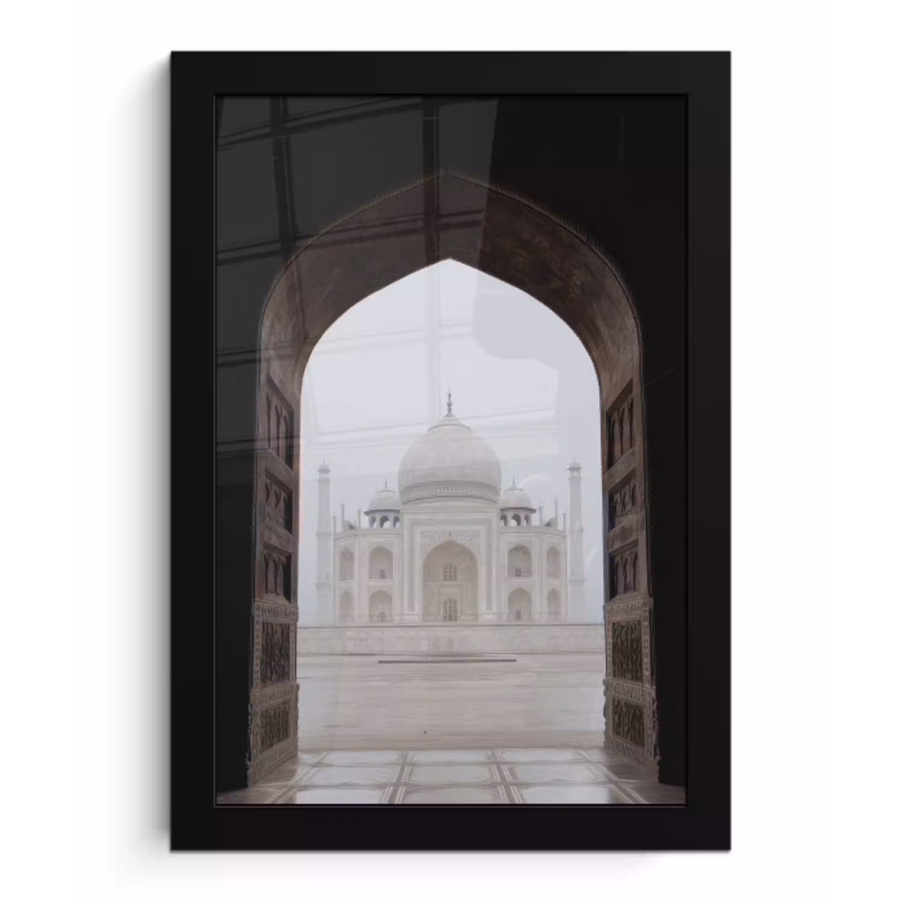 Donkere poort - Symmetrische koepel - Minaretten fotolijst zwart zonder passe partout klein -3d