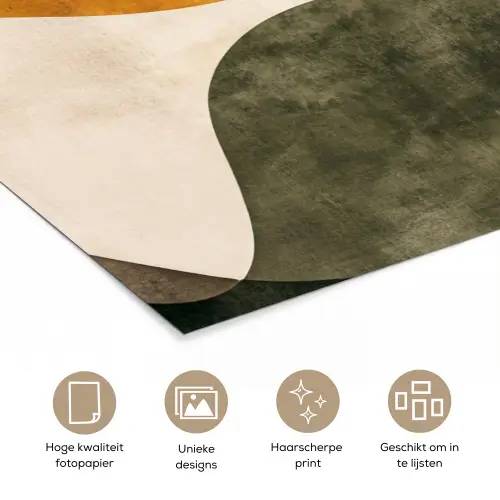 Vormen - Okergeel - Abstract poster papier klein -closeup_NL