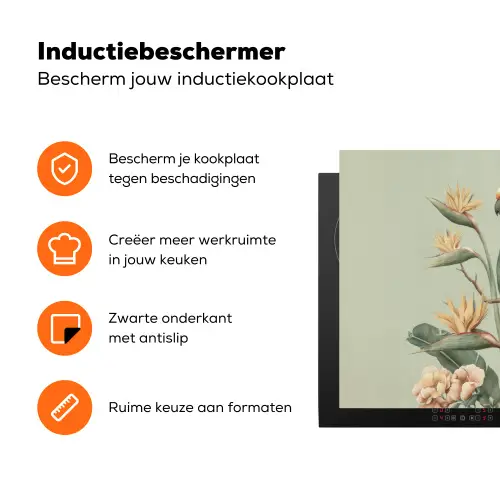 Gele kuifkaketoe - paradijsvogelbloemen - Groen Inductie beschermer vinyl 3mm klein -zzzzzzz-td-ups