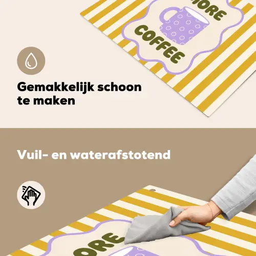 More coffee - Geel - Paars - Strepen - Mok Inductie beschemer met haakjes klein -ky-schoon-nl