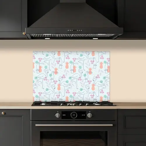 Tropisch - Vogels - Ananas keuken achterwand spatscherm klein 900 -sfeer1