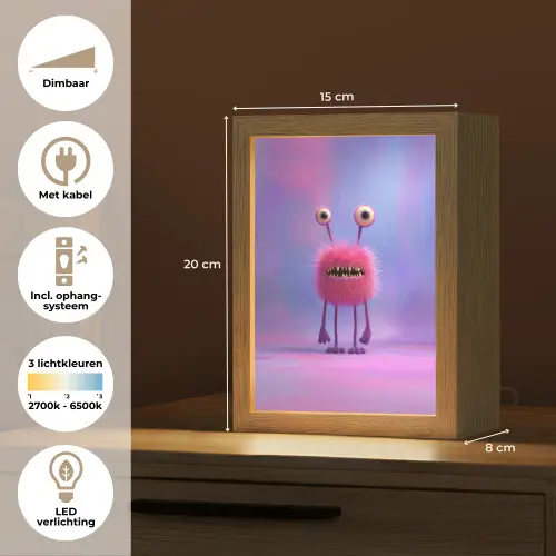 Monster - Roze - Paars Light Box met kabel klein -USP_NL