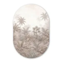 Jungle - Tropisch - Natuur -Vintage - Beige Wandcirkel Ovaal Forex klein -3d
