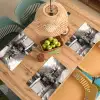 Eland - Auto - Gewei - Zwart - Wit Placemat vinyl groot -zzsfeer5_Kitchenyeah-website