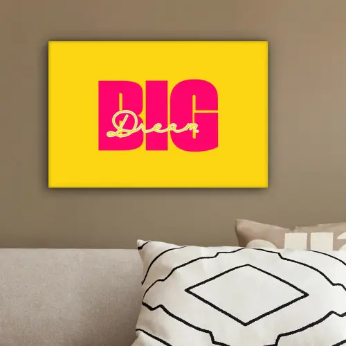 Dream big - Geel - Roze canvas 2cm klein -sfeer3