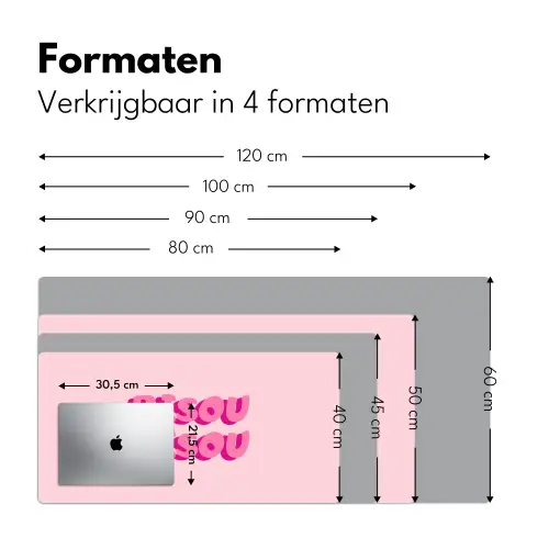 Bisou - Roze - Dikke letters Muismat XXL klein -sfeer5