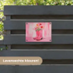 Roze - Bloemen - Cowboy tuinposter los doek klein -sfeer3