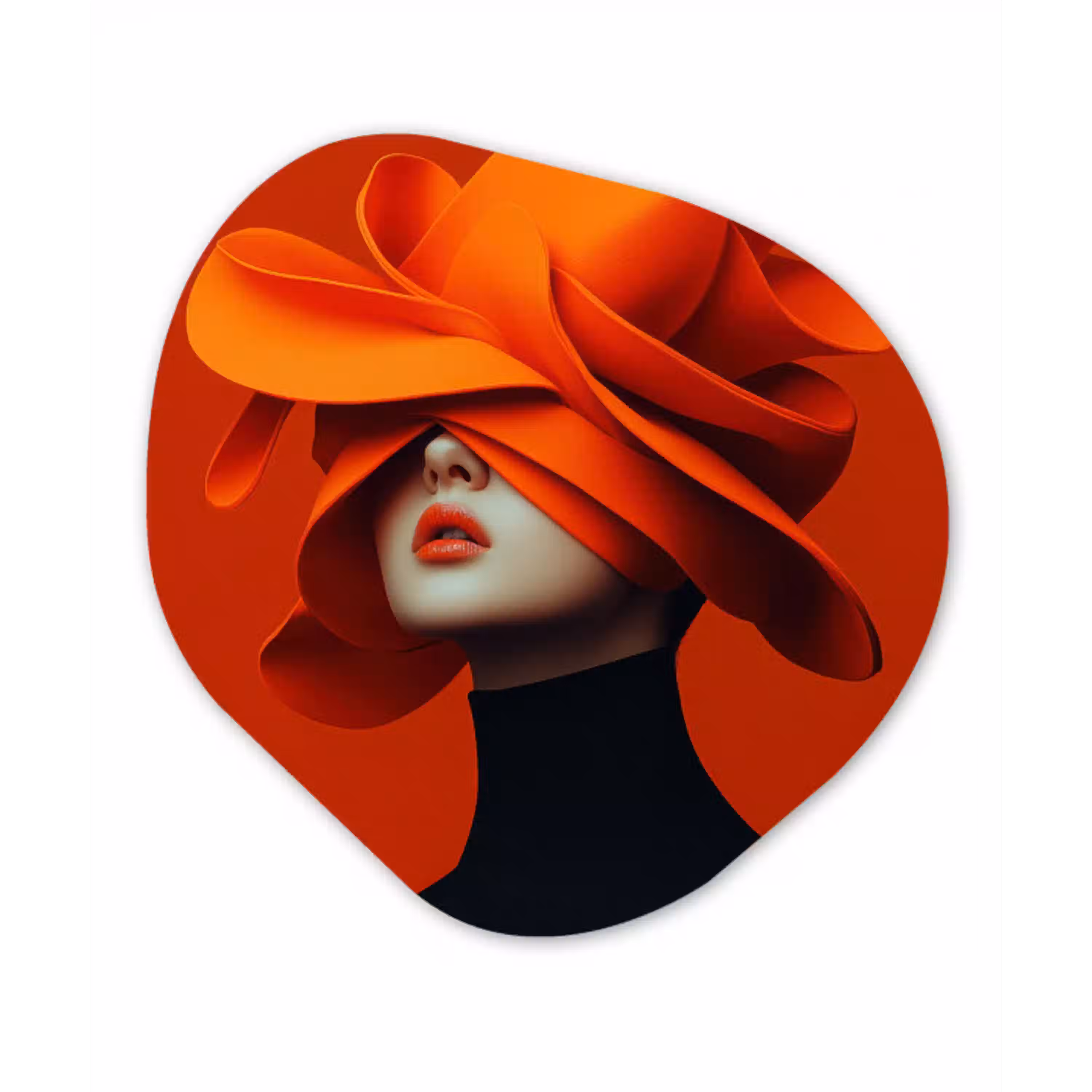 Oranje - Hoed - Vrouw Wandcirkel Organisch Plexiglas middel -3d