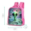 Groen buitenaards wezentje op maanlandschap Kinderrugzak - Roze middel -productfoto_formaten