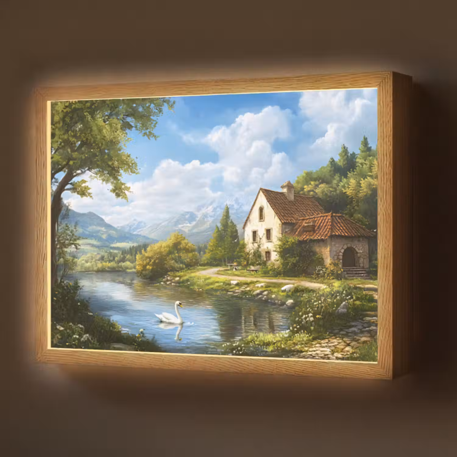 Lightbox - Wandlamp - Zwaan - Bomen - Rust