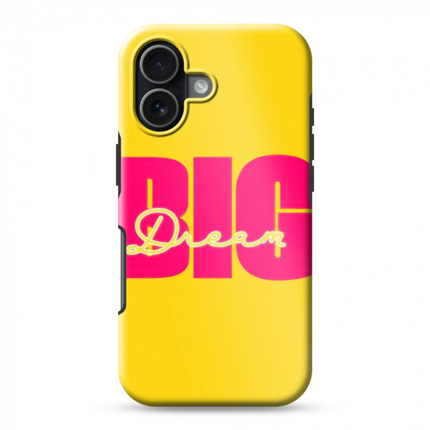 Dream big - Geel - Roze Toughcase MagSafe Apple iPhone 17 klein -3d