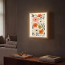 Veldbloemen - Stengels - Blaadjes - Groen Light Box met batterij (Wandlamp) middel -sfeer1