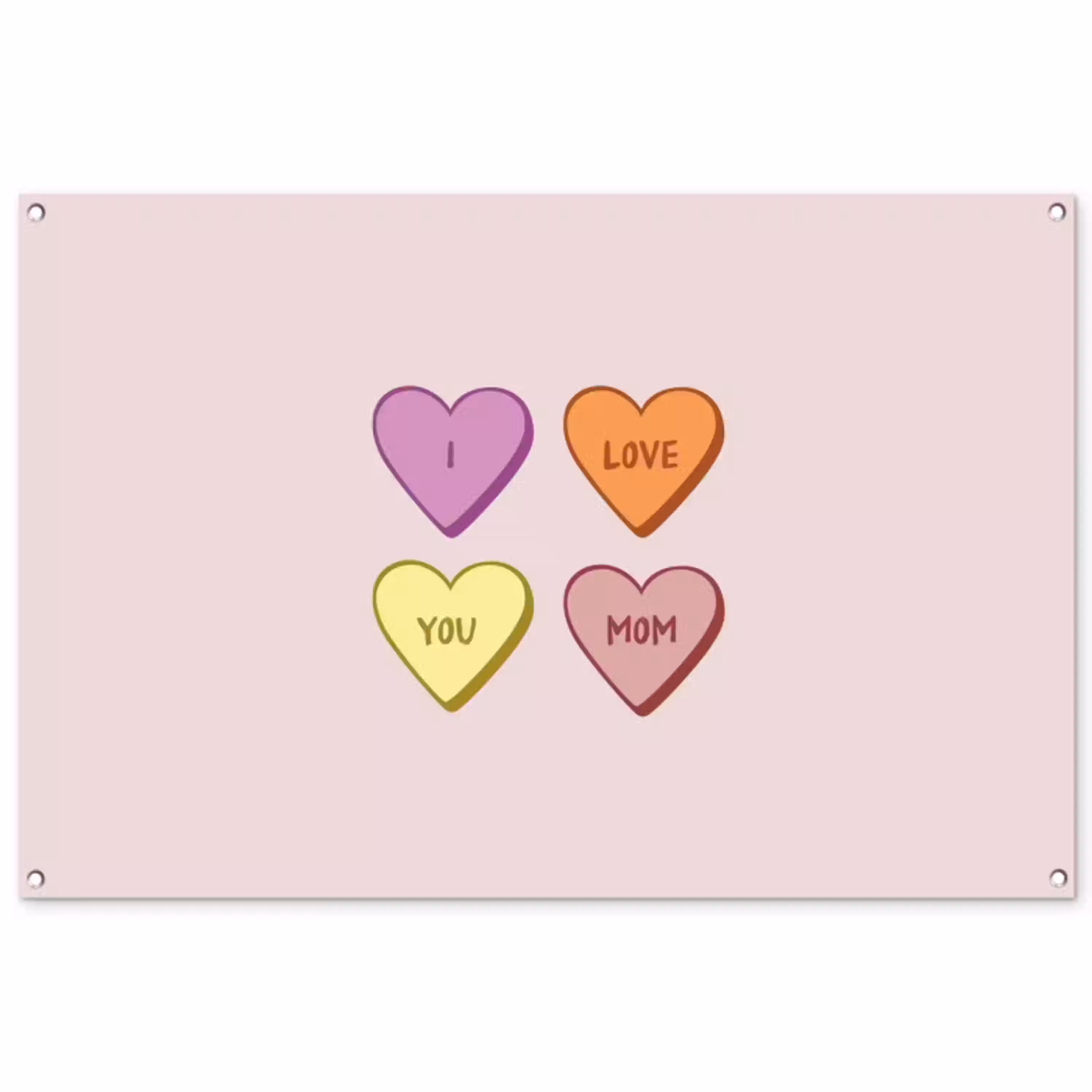 Hartjes - Pastel - Liefde - Moeder tuinposter los doek groot -3d