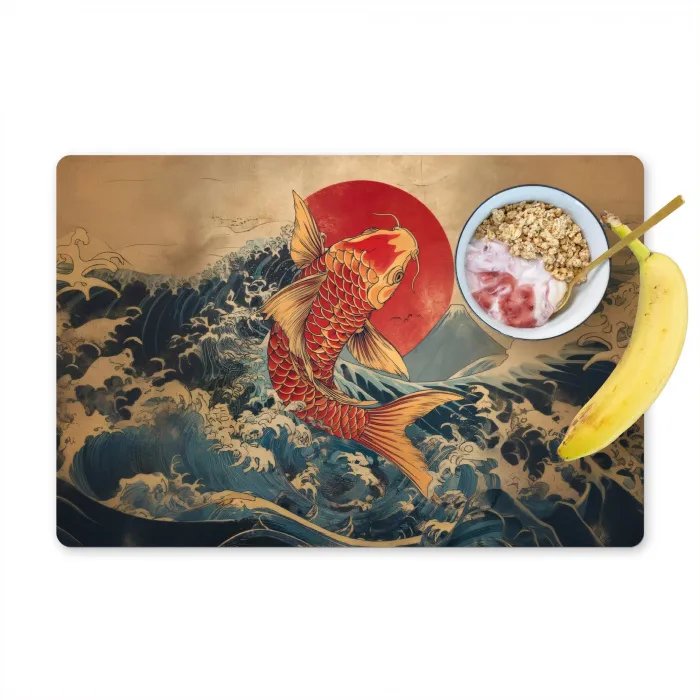 Koi - Zee - Golven - Zon Placemat vinyl groot -zzzproduct_Kitchenyeah-website