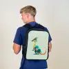 Staart - Dino - Minimalistisch - Blauw Rugzak - Zwart middel -sfeer8