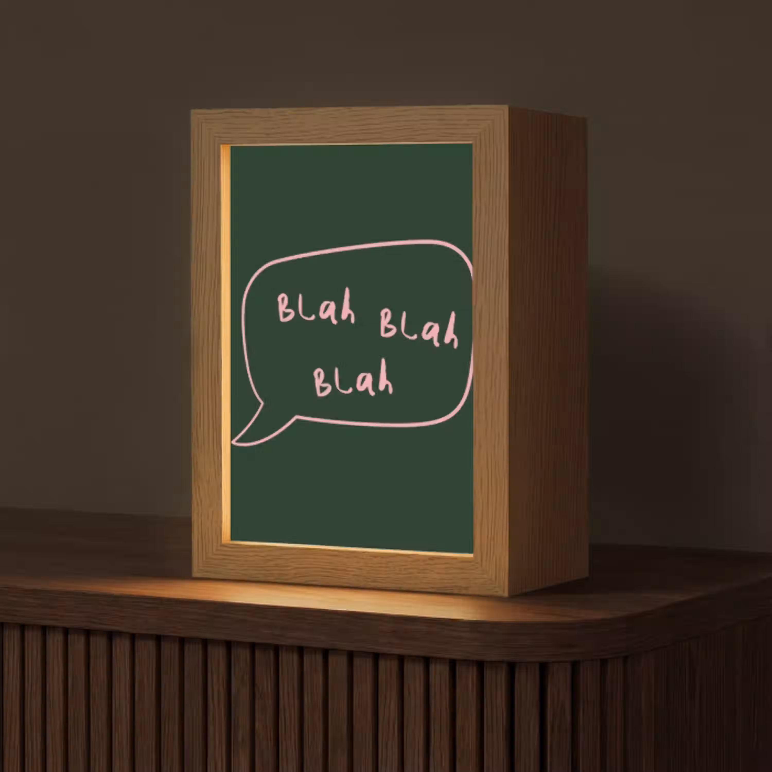 Tekstwolkje - Donkergroen - BLAH BLAH BLAH Light Box met kabel (Tafellamp) klein -z3d_website