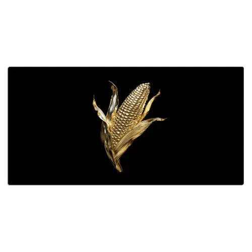 Mais - Eten - Goud - Zwart Muismat XXL klein -3d_leeg