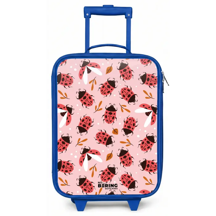 Rode lieveheersbeestjes op roze achtergrond Kinderkoffer - Blauw klein -zz3dotto