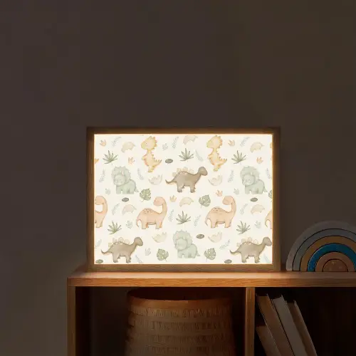 Dino - Patroon - Pastel Light Box met batterij (Wandlamp kind) middel -sfeer1_kind
