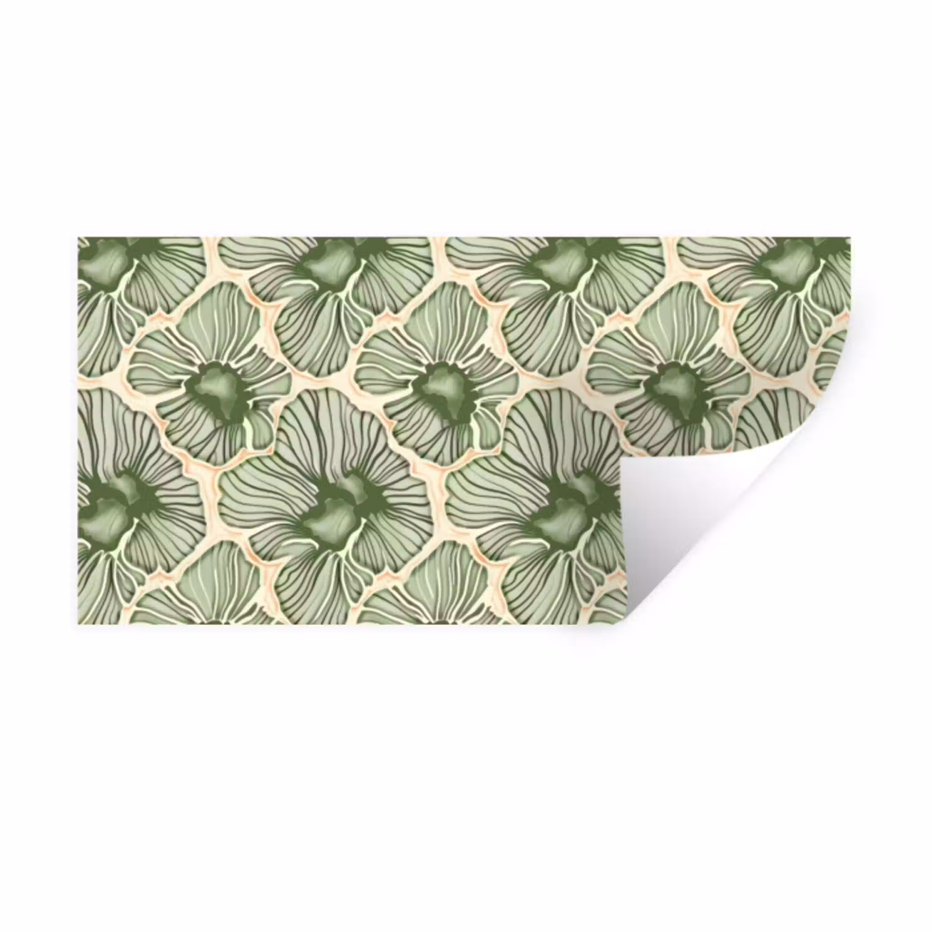 Groen - Botanisch - Bloemen - Organisch - Patroon Muursticker klein 287 -3d
