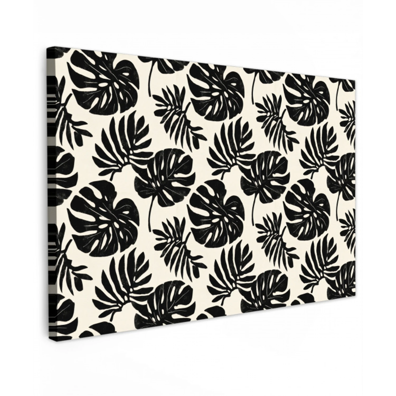 Modern - Monstera - Zwart canvas 2cm klein 34 -z3d