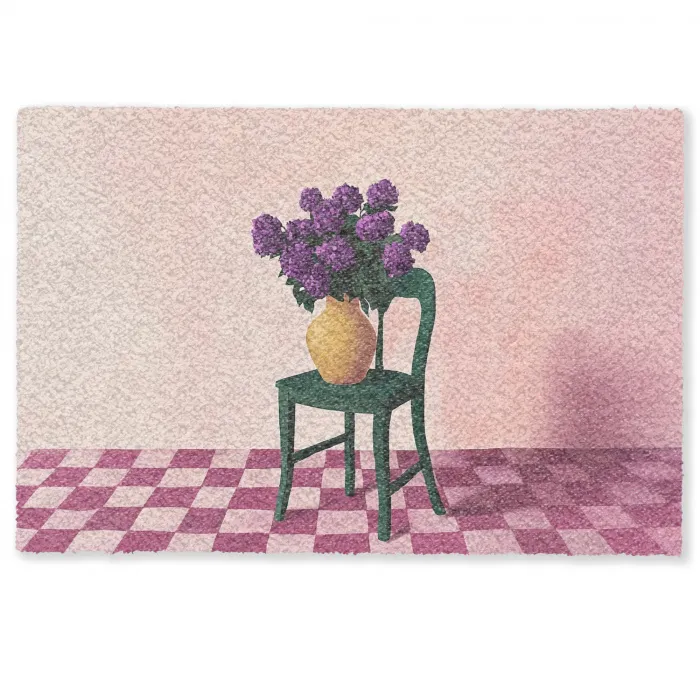 Stoel - Vaas - Bloemen - Geblokt Deurmat klein -zkaufland3d