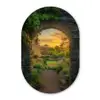Poort - Planten - Zonsondergang Wandcirkel Ovaal Forex klein -3d