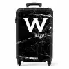 Marmer print - Zwart - Letter W NBS - Handbagage koffer - Unisex middel -productfoto_recht